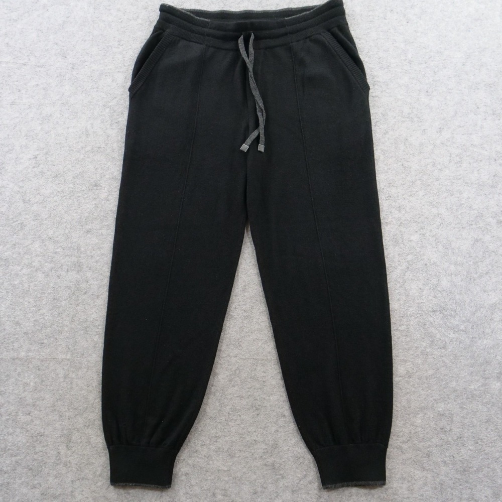 David August Sport Joggers Sweatpants  Mens Black 100% Cashmere Knit Drawstring